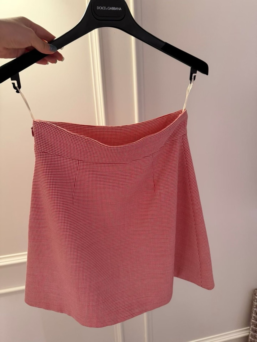 🚩steal Miu Miu Red Gingham A-Line Mini Skirt